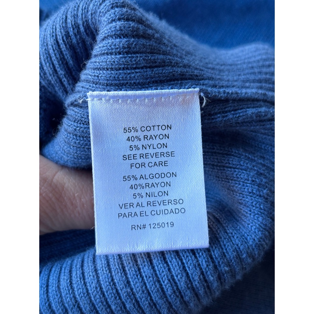 Joseph A Women M Blue V-Neck Button Front Ribbed Waist Pointelle Cardigan - Picture 7 of 11